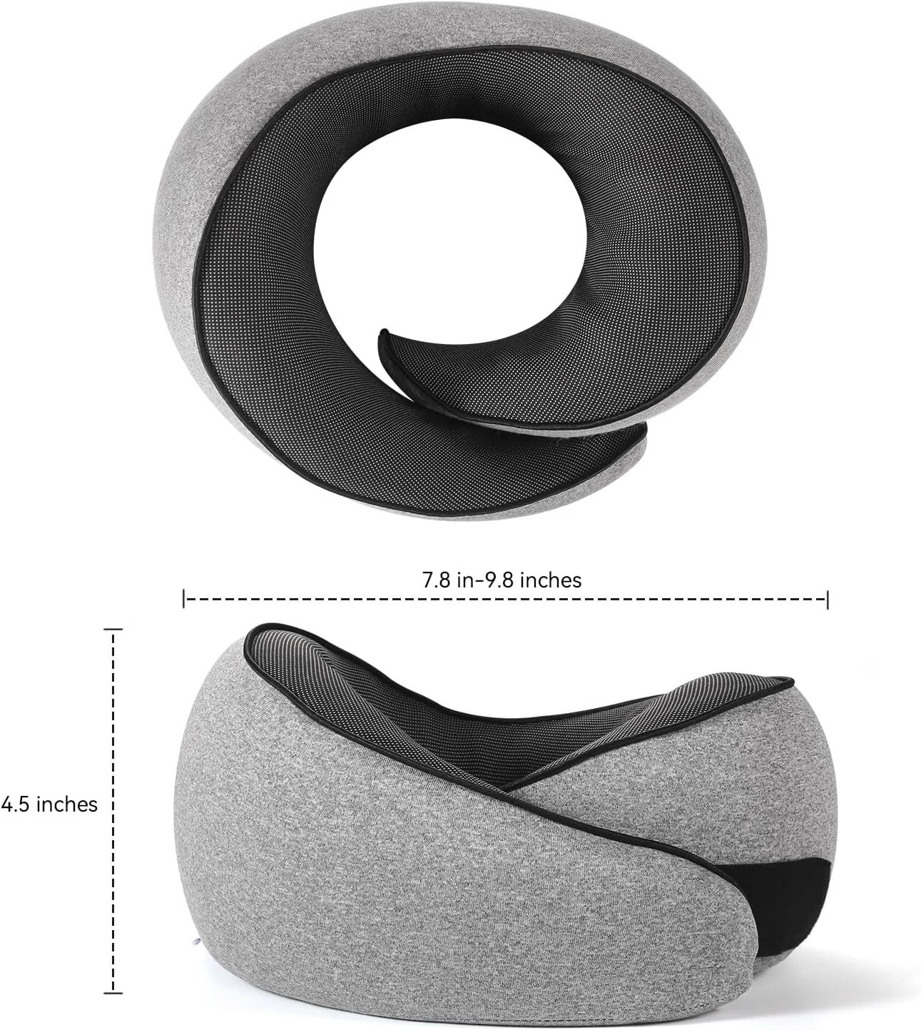 Genuine Travel Pillow 100% Pure Memory Foam Neck Pillow for Airplanes Comfortable Breathable Cover 360° Support Stowable Pillows