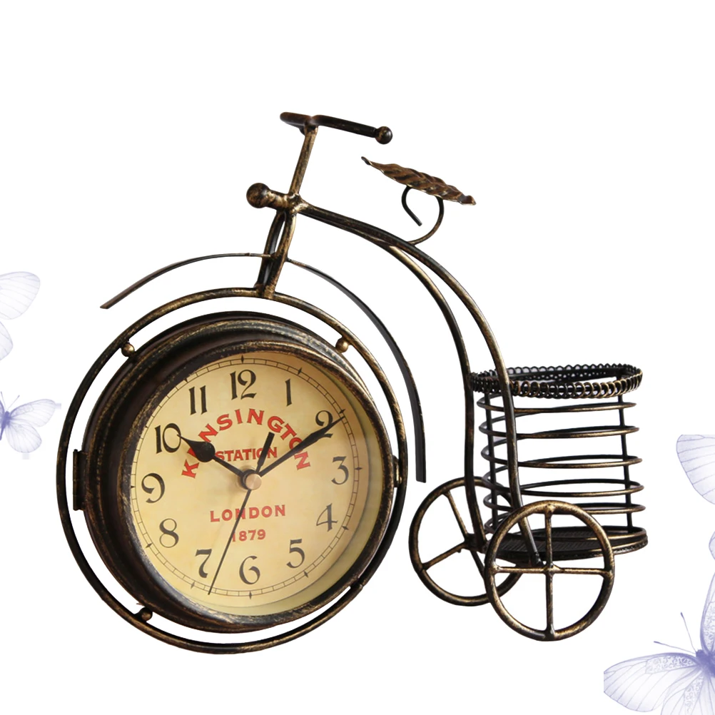 

Beautiful Desktop Decor Bike Clock Ornament Decorate Iron Craft Creative Decoration