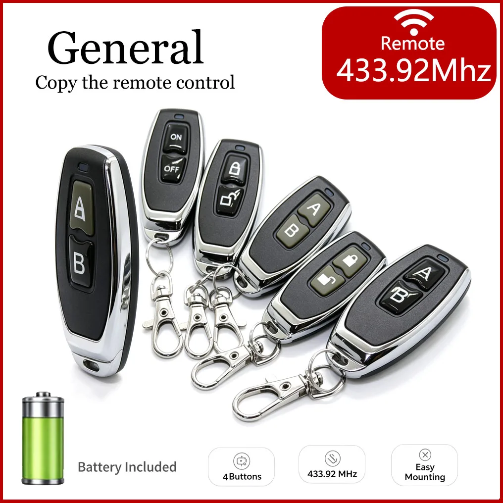 2-Channel 433.92MHz Fixed Learning Code, Suitable for Guardrails and Door Push Rods, Garage Doors