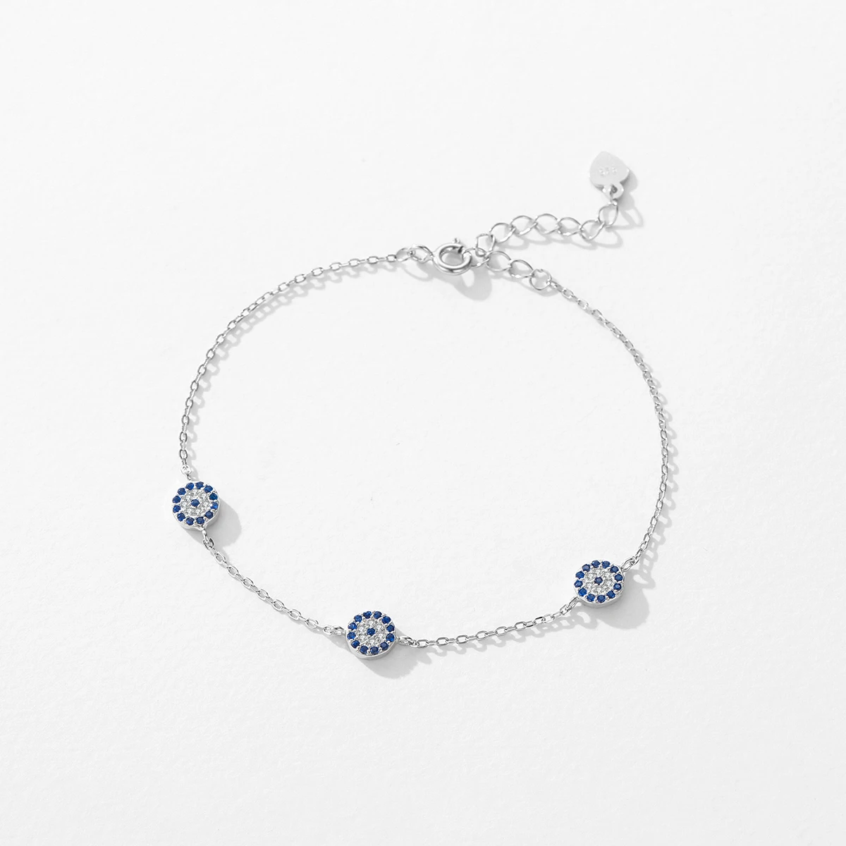 MODIAN-pulsera de plata de ley 925 auténtica para mujer, brazalete redondo con ojos de circonita azul, cadena de eslabones con abalorio Vintage, joyería fina, regalos de navidad