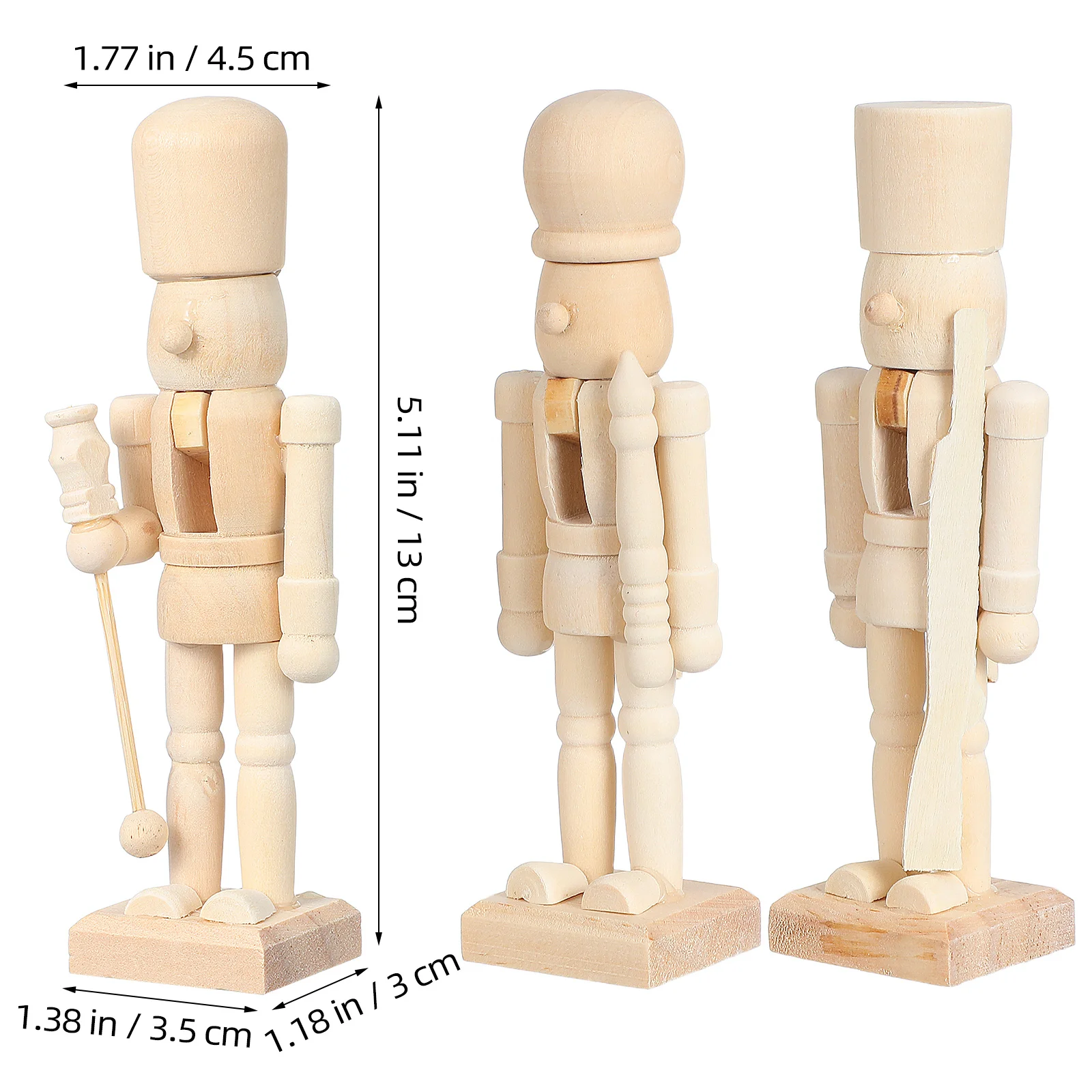 3 قطعة دمية كسارة البندق مجموعة خشبية صنعة جيدة الصلبة آمنة عديم الرائحة المواد DIY بها بنفسك اللوحة الاطفال الإبداع الاتصالات