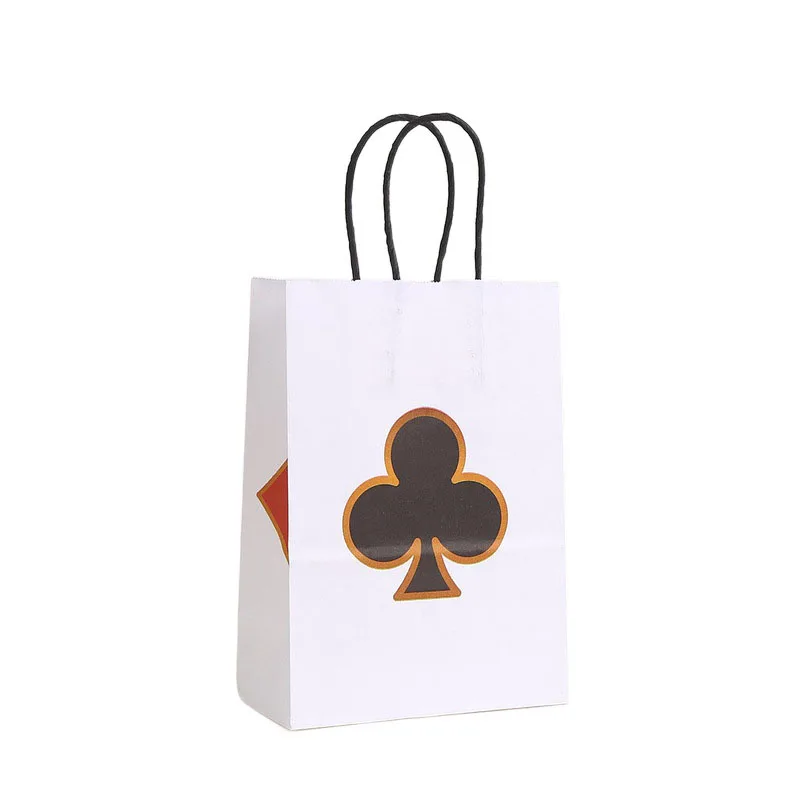 4pcs Casino Las Vegas Poker Theme Paper Gift Packing Bags Candy Bag for Adults Boy Birthday Wedding Game Night Party Decoration