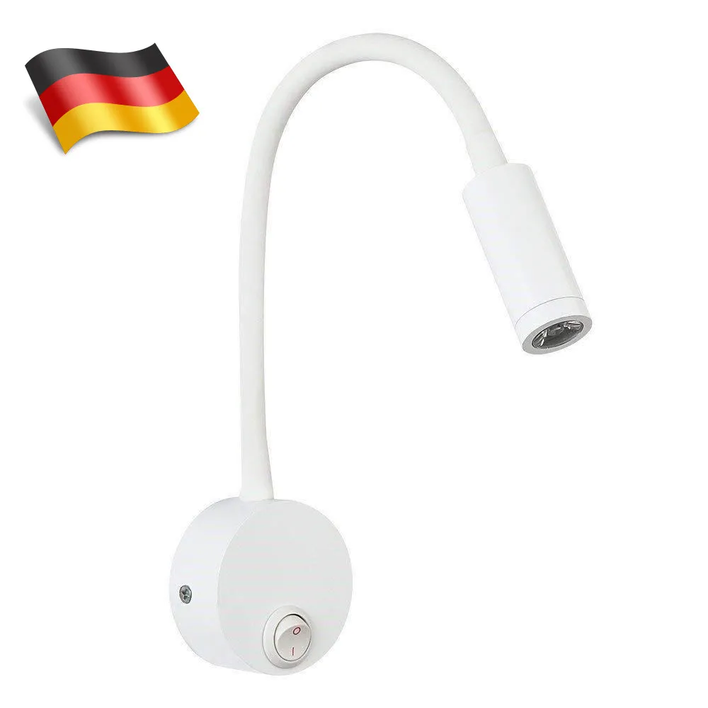 

3W Flexible LED Reading Lamp Wall Mounted Gooseneck Light for Bedroom Home Office Dormitory Reliable Waterproof