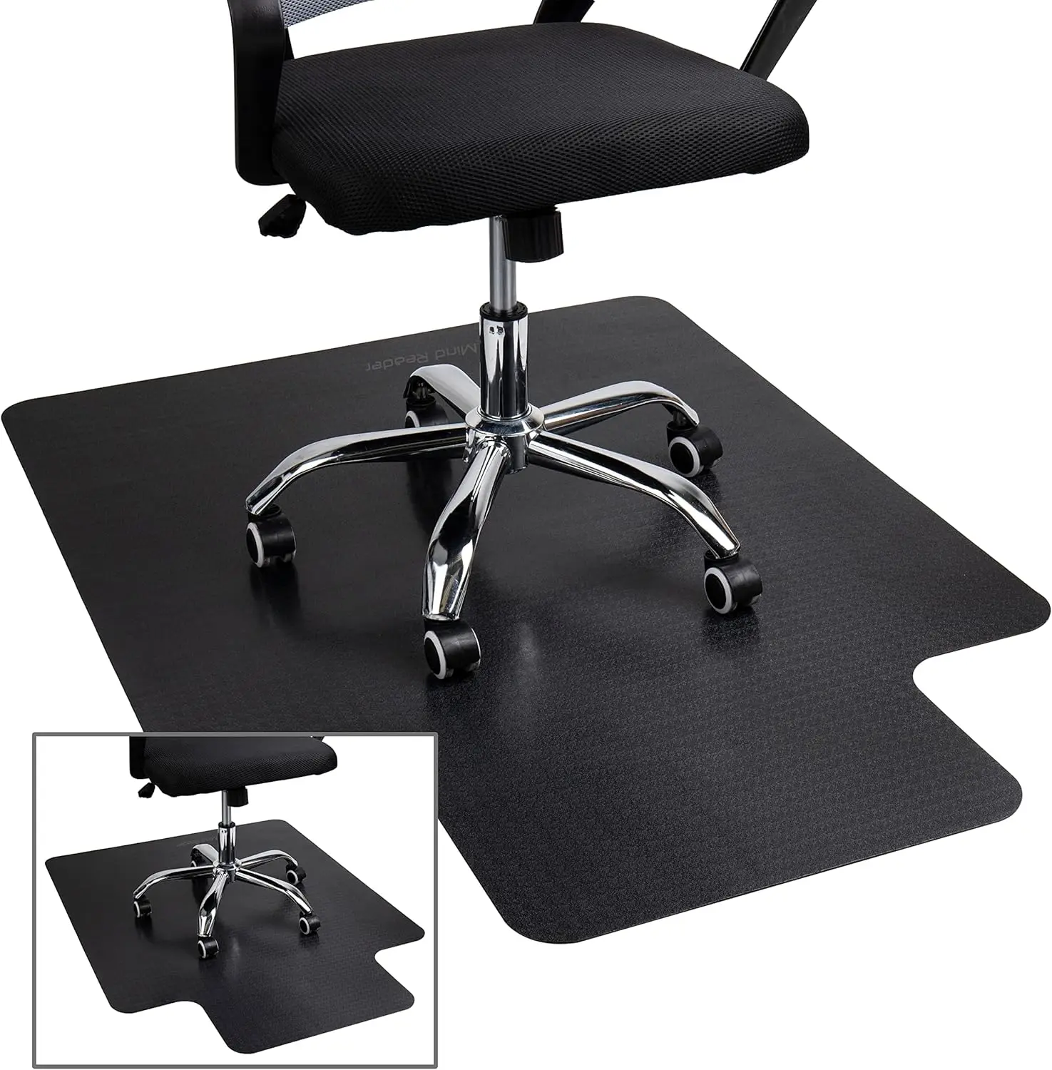 

Office Chair Mat For Hardwood Floors, Under Desk Floor Protector, Pvc, 35.5"" L X 47.5"" W X 0.0625"" H, Set Of 2, Black