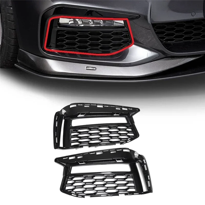 1Pair Front Lower Mesh Grille Fog Light Cover Trim Air Intake 51118064963 51118064964 For BMW 5' G30 G31 M Sport 17-21