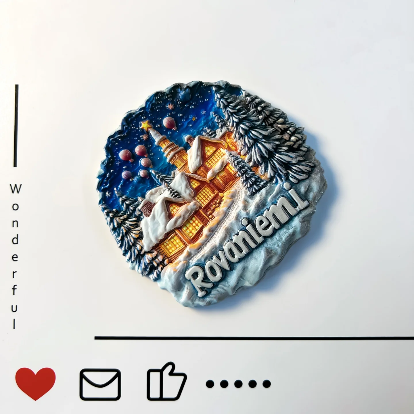 Finland, Rovaniemi, handicrafts, Santa Claus  hometown, creativity, snow view wooden houses, refrigerator stickers