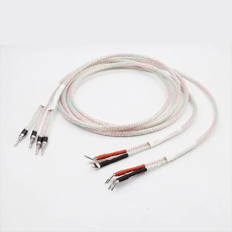 

A pair Valhalla Series Hifi speaker cable with banana to spade Plug Speaker Audio Cable 2.5M