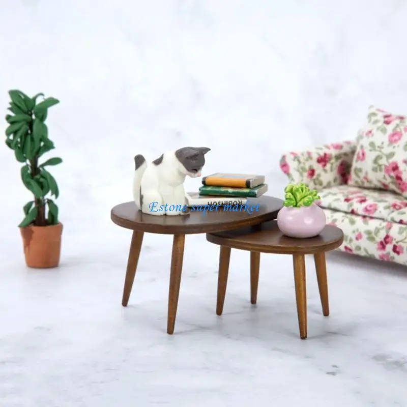 090B 1:12 domek dla lalek miniaturowy drewniany trójkątny model stołu akcesoria do domku dla lalek