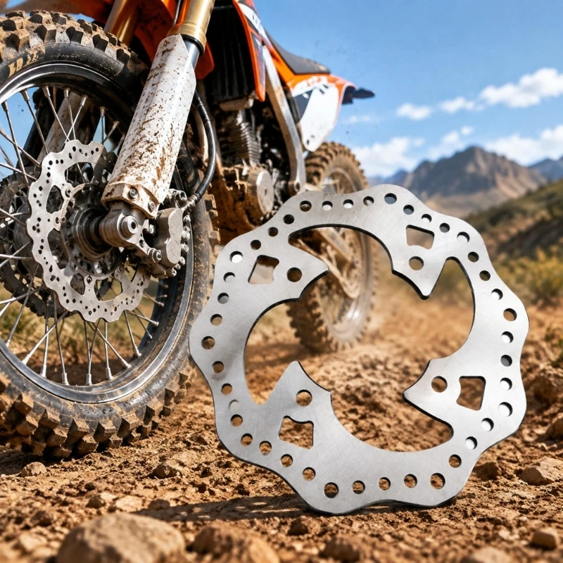 190mm Stainless Steel Motorcycle Brake Disc with Circular Perforations and a Shaped Outer for Electric Motorcycle