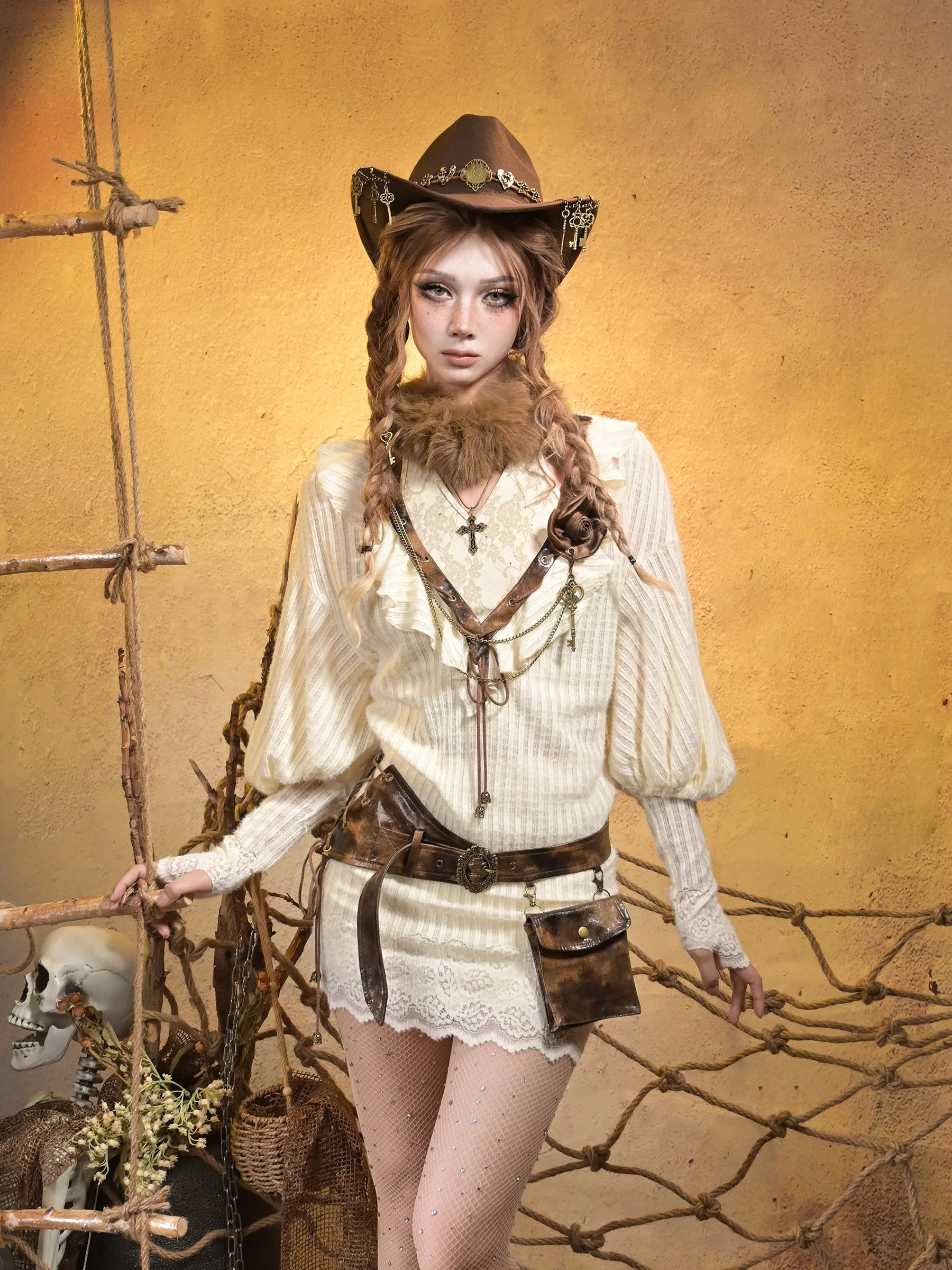 Virtal Orbit التصميم الأصلي خمر فستان طويل الأكمام الساخن الفتيات مثير العميق الخامس الرقبة طريقتان ارتداء متماسكة فستان طويل البلوز #4