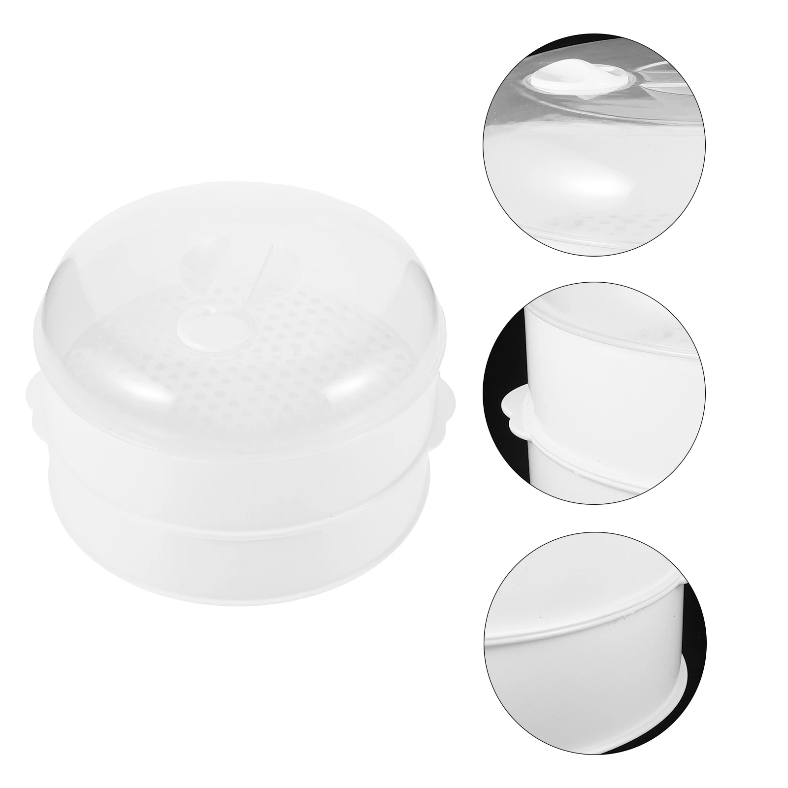 

Microwave Steamer Box Round Vegetable Food Steamers Safe Healthy PP Material Small White Double Layer Kitchen Cookware
