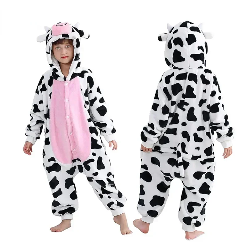 Kigurumi Cow Onesie Kids Unicorn Pajamas For Children Animal Cartoon Blanket Sleepers Baby Costume Winter Boy Girl Jumspuit