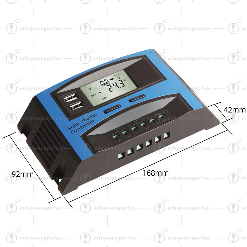 

10A/20A PWM Solar Charge Controller 12V/24V for PV System, Dual USB Output, High Efficiency & Energy Saving