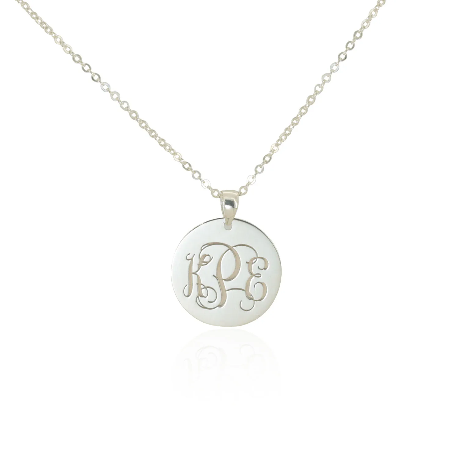 

20mm Round Pendant Necklace 925 Silver Engraved Personalized Letters For Friend Gift Wholesale