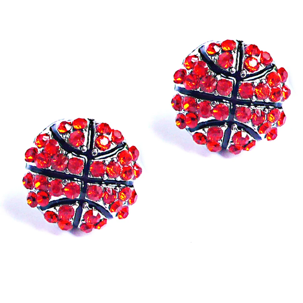 

Basketball Earrings Rhinestone Embedded Stud Cute European American Gifts Women Girls Party Accessories