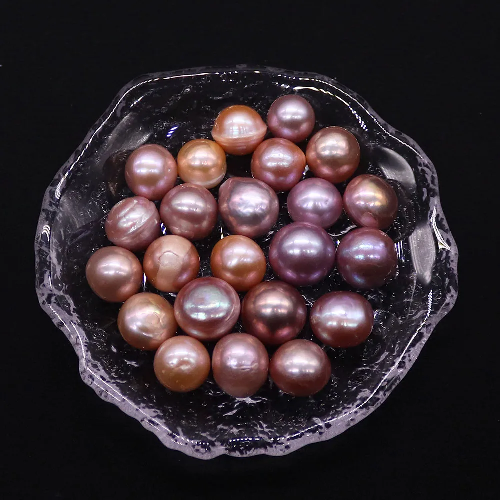 

Natural Freshwater Purple Edison Pearls Round Shape Non-holes Loose Beads for Making DIY Fashionable Necklace Bracelet Jewelry