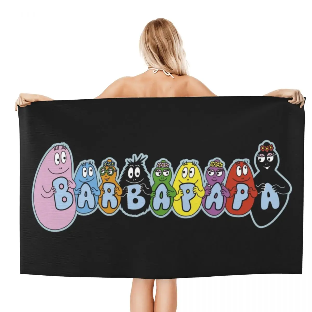 Custom Barbapapa TV Series Soft Linen Microfiber Bath Beach Towel Quick Drying TV Classic Bathroom Sauna Towels