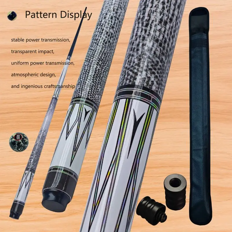 

Carbon Billiard Cue Stick with Snake Skin Grip - Stylish, Durable Design with Case and Gloves Included