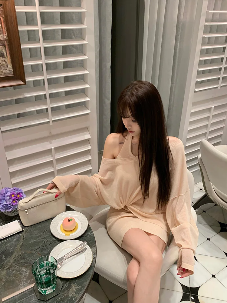 

Женский вязаный комплект Liuu: жилет и юбка, свободный крой, осенний модный ансамбль