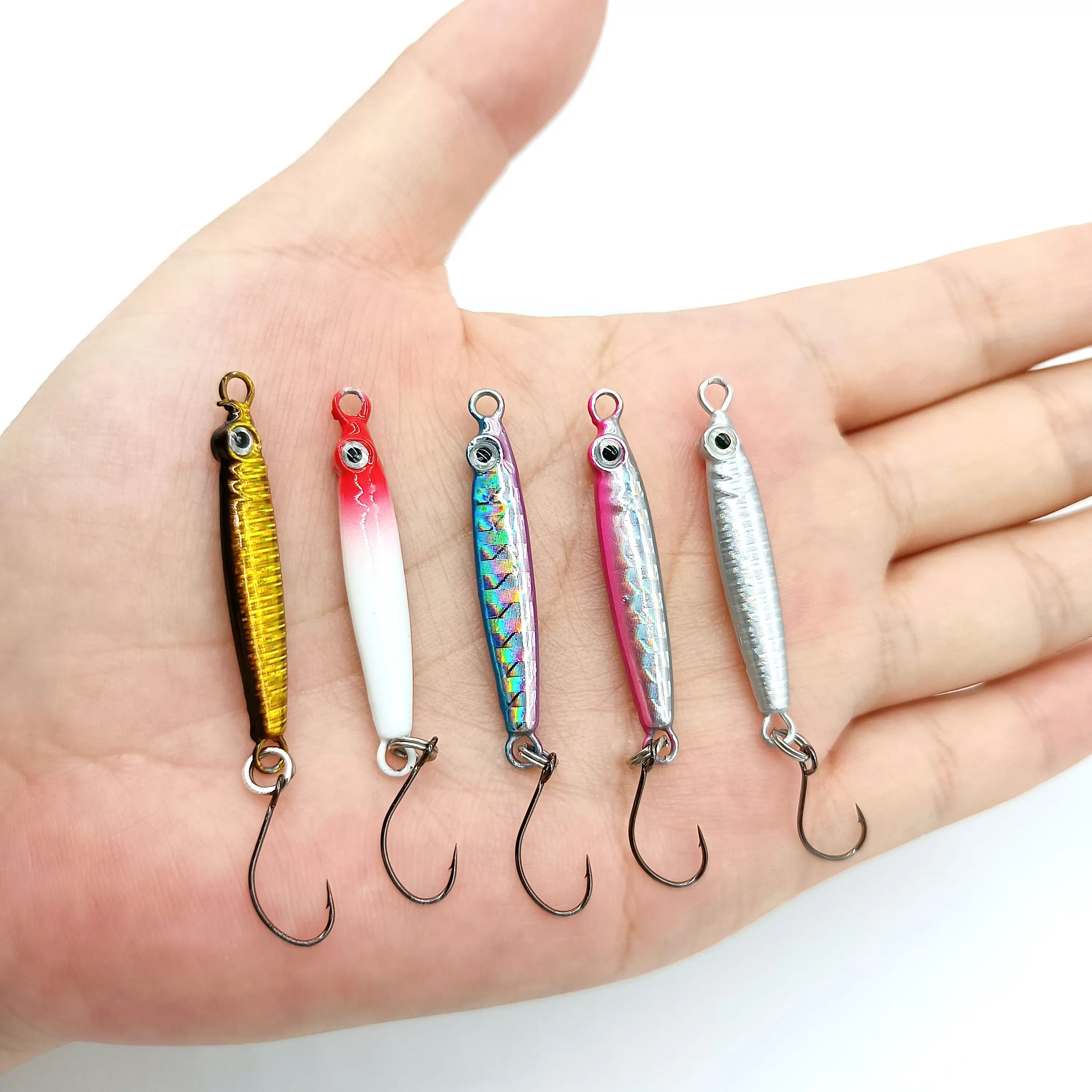 DUODUOYU 5PCS Mini Metall Jig Angeln Locken 3g/5g Isca Künstliche Köder Mit Einzigen Haken Kleine fisch Angeln Zubehör – Detail 2