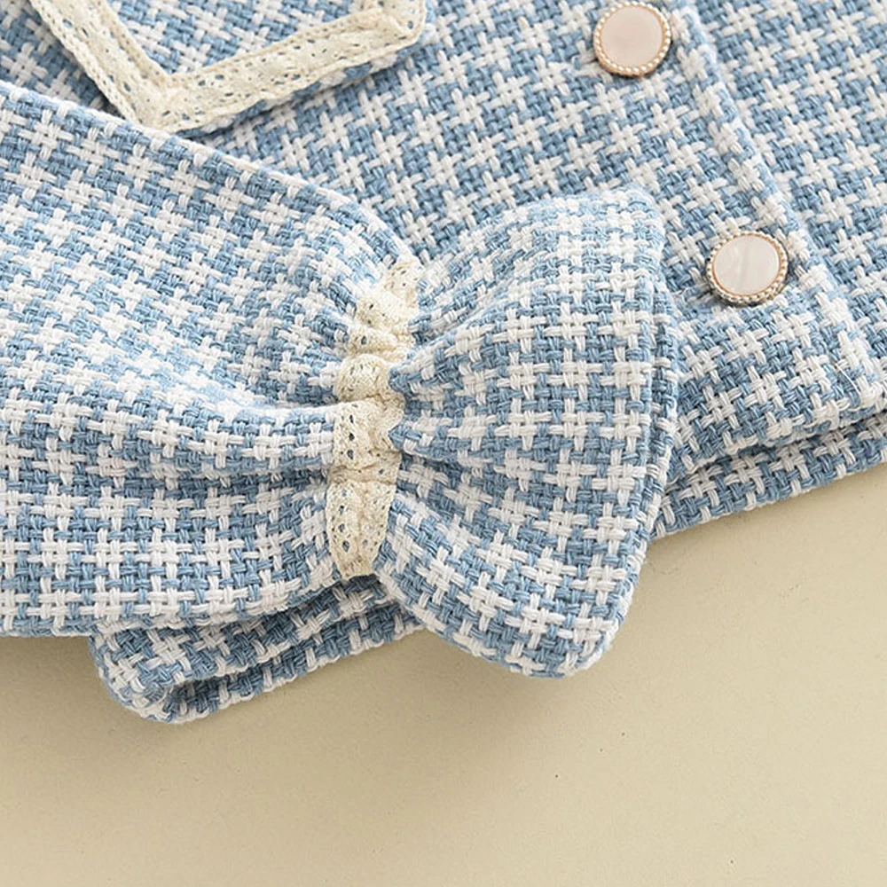Bär Führer Mädchen Kleidung Set 2-6 Y Frühling Herbst Neue Mädchen Plaid Weste Kleid Retro Outwear Mantel 3 stücke Mode Baby Party Outfits – Detail 8