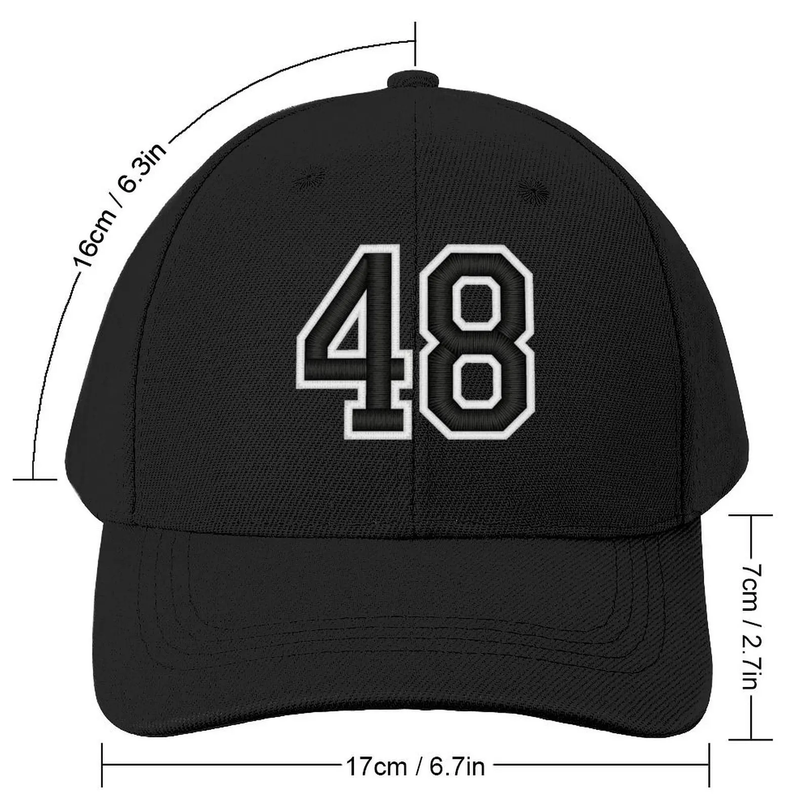 48 Black Jersey Sports Number forty-eight Football 48 Baseball Cap Sunhat Hats For Men Women's