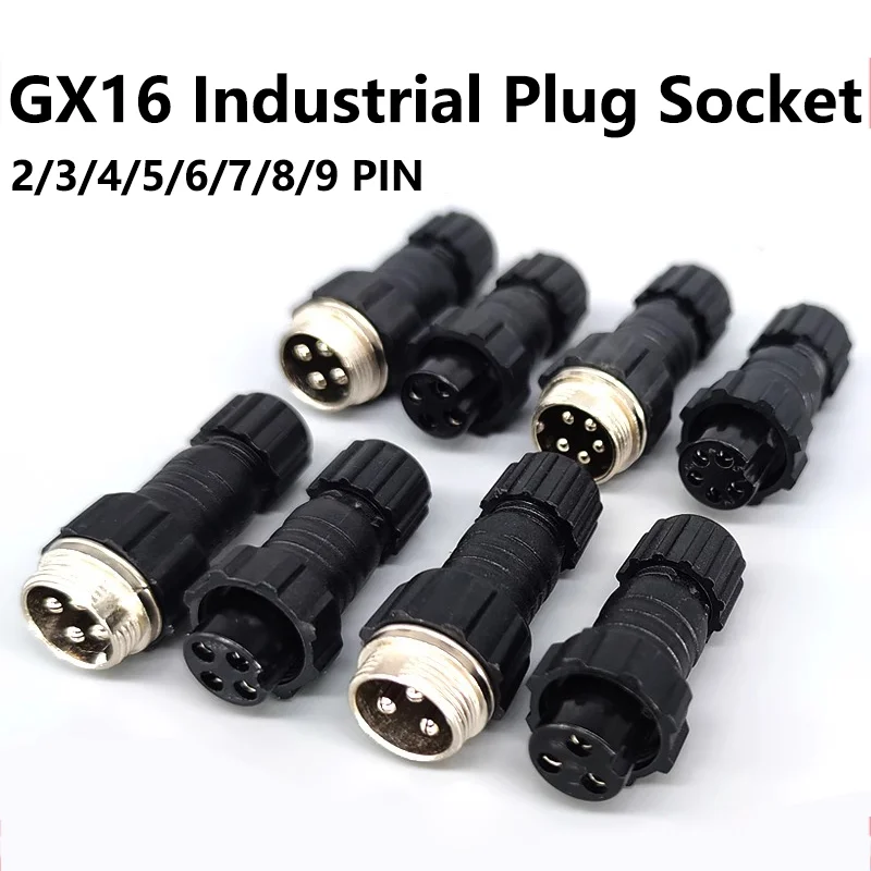 

5/20/100Sets 2/3/4/5/6/7/8/9pin M16 GX16 Aviation Connector Waterproof Back Nut Docking Male&Female Plug And Socket