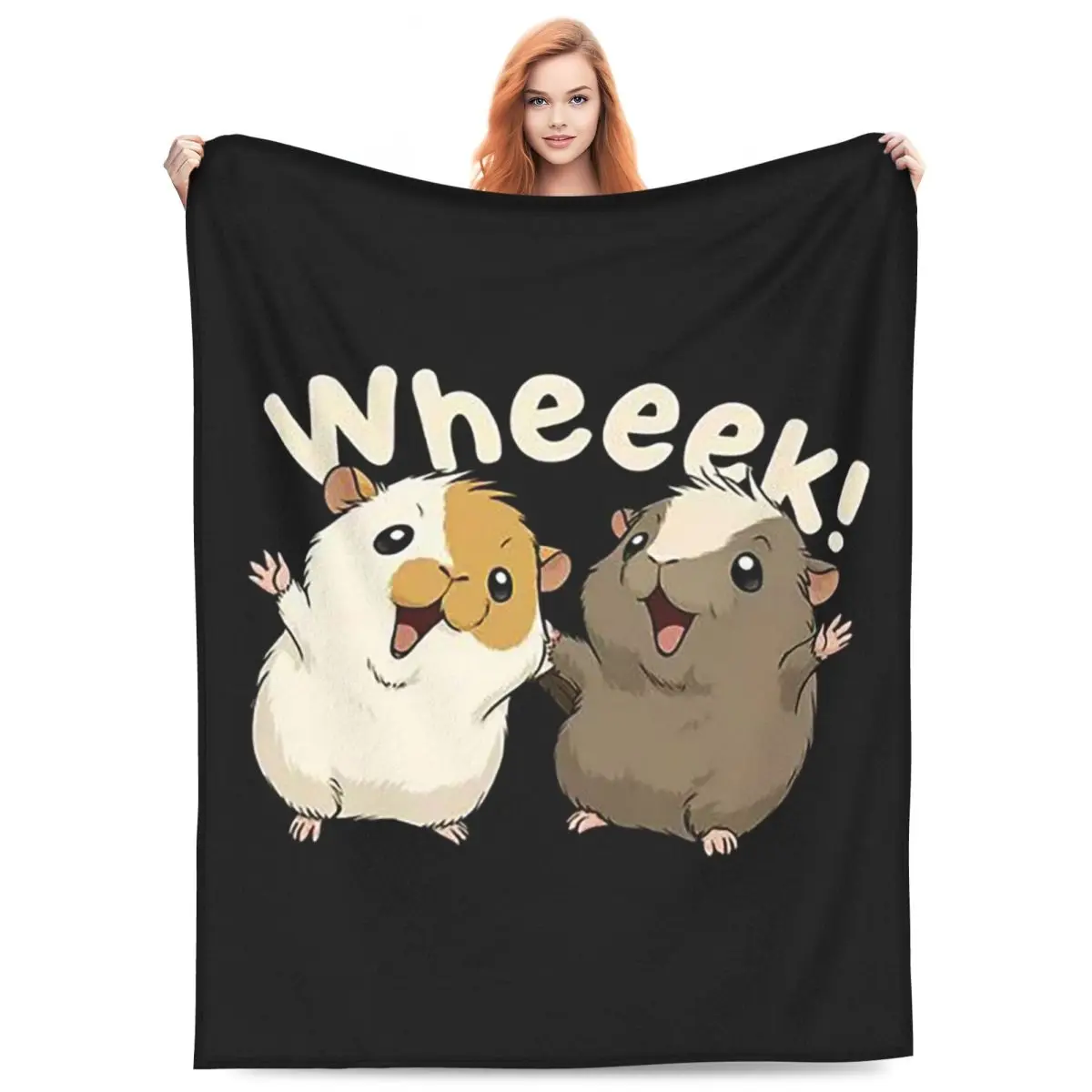 Happy Guinea Pig Blanket Flannel Sofa Throw Blanket Breathable for Couch Bedding Throws Bedspread Quilt
