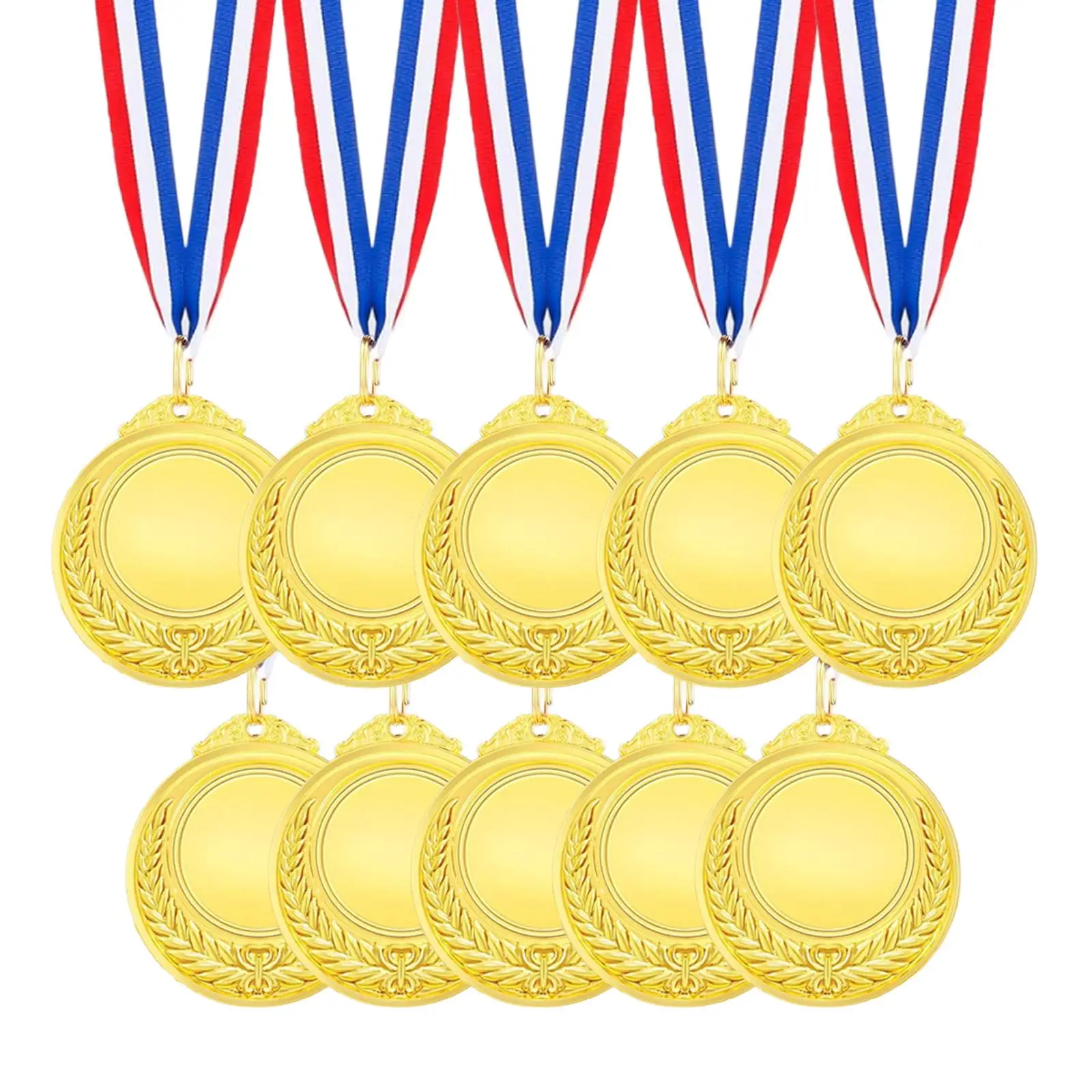 10Pcs Kids Award Medal Metal Ornament Decorative with Ribbon Winner Medal for