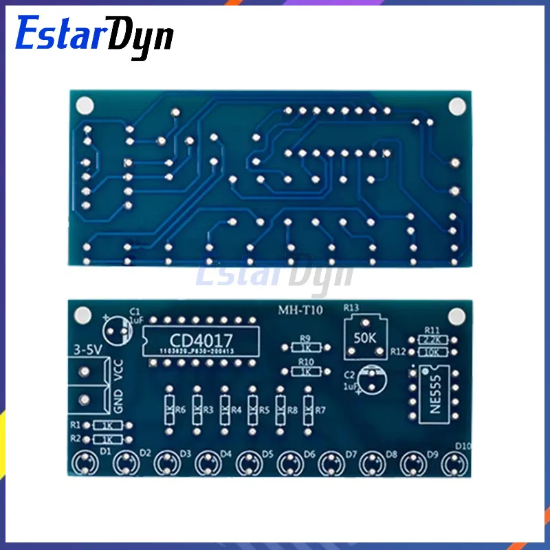 Estardyn Smart Electronics Kits Ne555+CD4017 Light Water Flowing Light LED DIY Kit Learn Electronic Principles Children's Lab