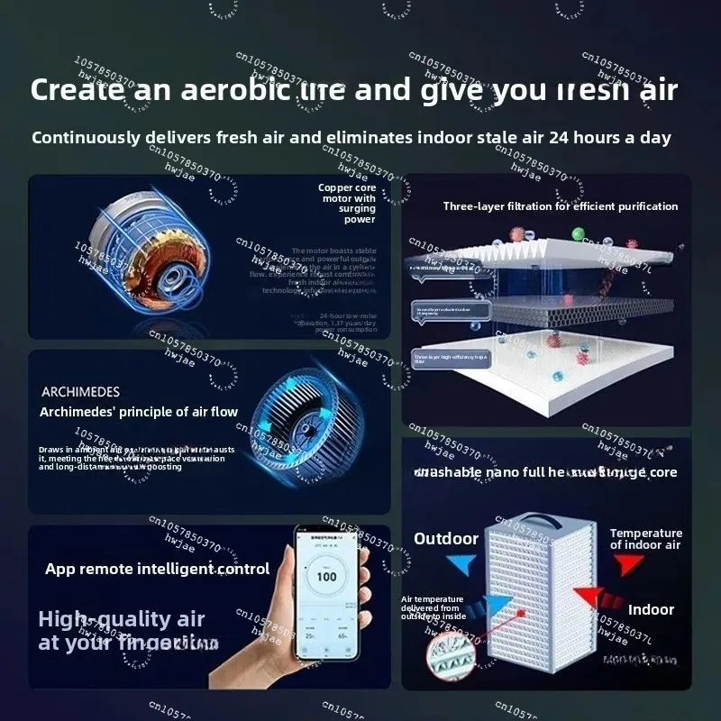 Ceiling Fresh Air System Hot Pot Shop Two-way Flow Fresh  Ventilator 1000 Volume Full Heat Exchanger Fresh Air Fan