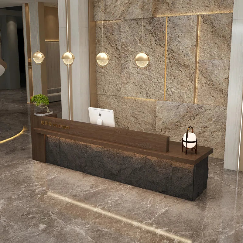 

New Chinese retro hotel bar bed and breakfast reception desk food and beverage shop checkout page foot bath shop health center f