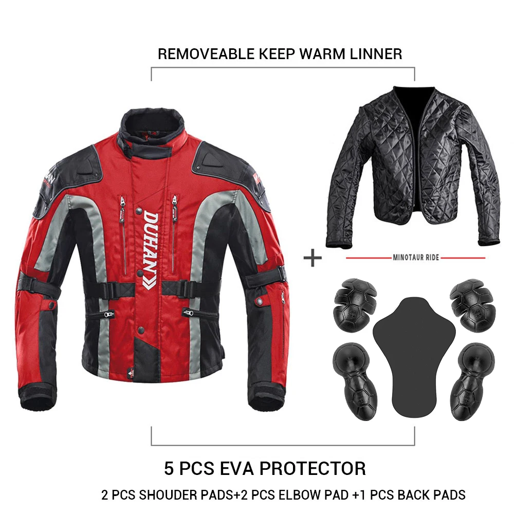 DUHAN Motorcycle Jacket Windproof Protective Gear Chaqueta Moto Motocross Jacket + Pants Set Reflective Moto Riding Racing Suit