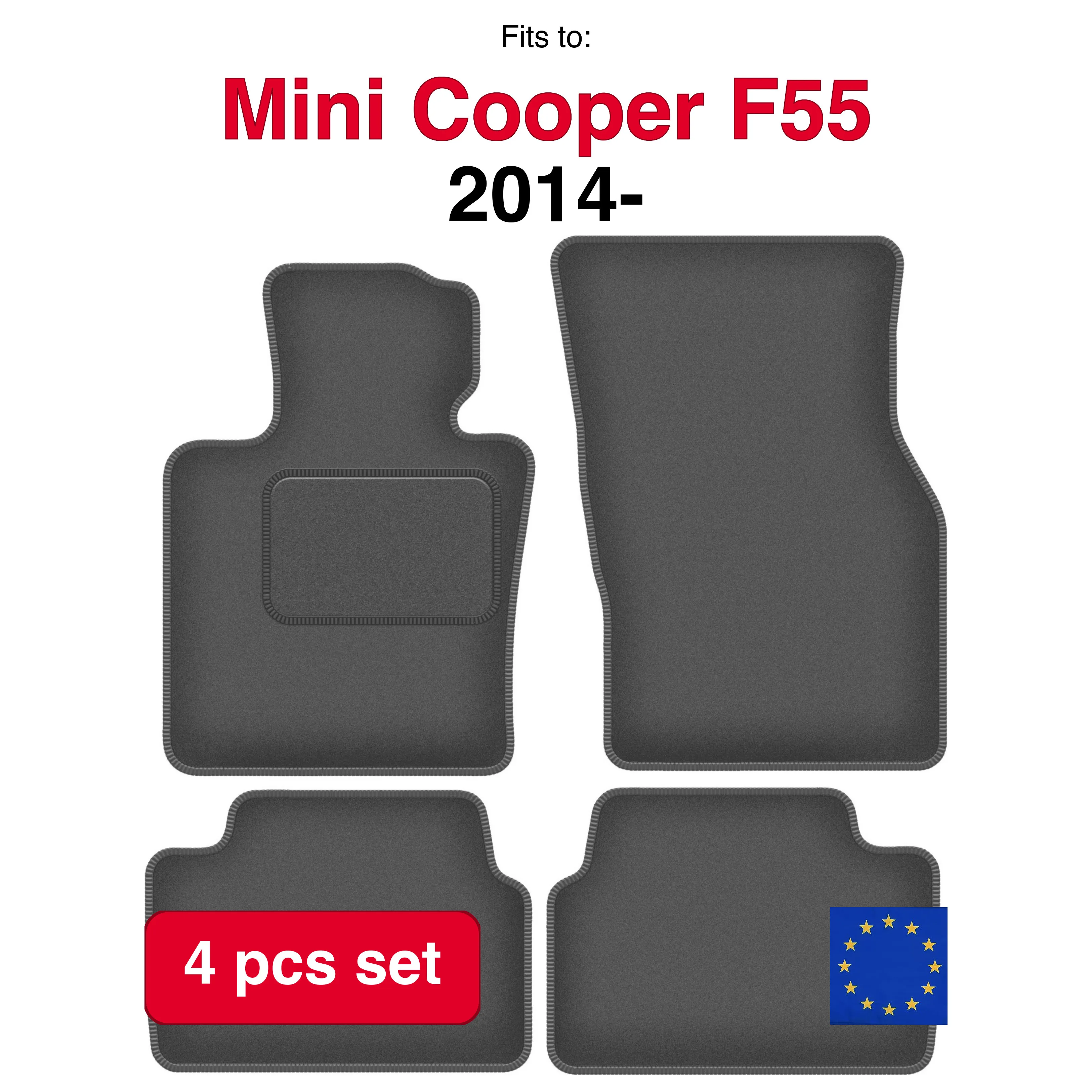 Auto Velour Tapijten voor Mini Cooper F55 5 Deurs (2014-) - Grafiet (4 stuks) Car Fit Automattenset