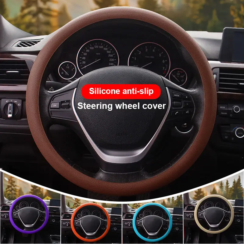 Sporty Thickened Silicone Steering Wheel Cover Universal Car D-Shaped Anti-Scald Sun-Proof Wear-Resistant Handpiece