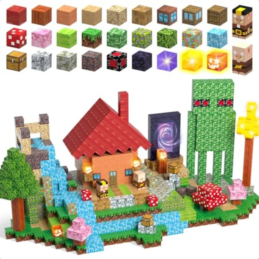 

Magnetic Building Blocks Magnetic Blocks STEM Construction Toys Montori Sensory Stacking Toys for Toddlers Magnet Cubes with Li