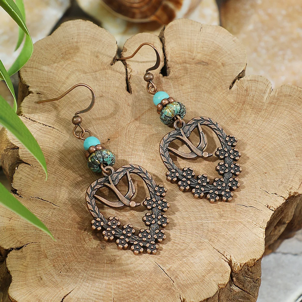 Vintage ethnische geometrische braune Tropfenohrringe für Frauen, elegante Persönlichkeit, Urlaub, lässig, täglich, Ohrringe, Boho-Schmuck – Detail 14