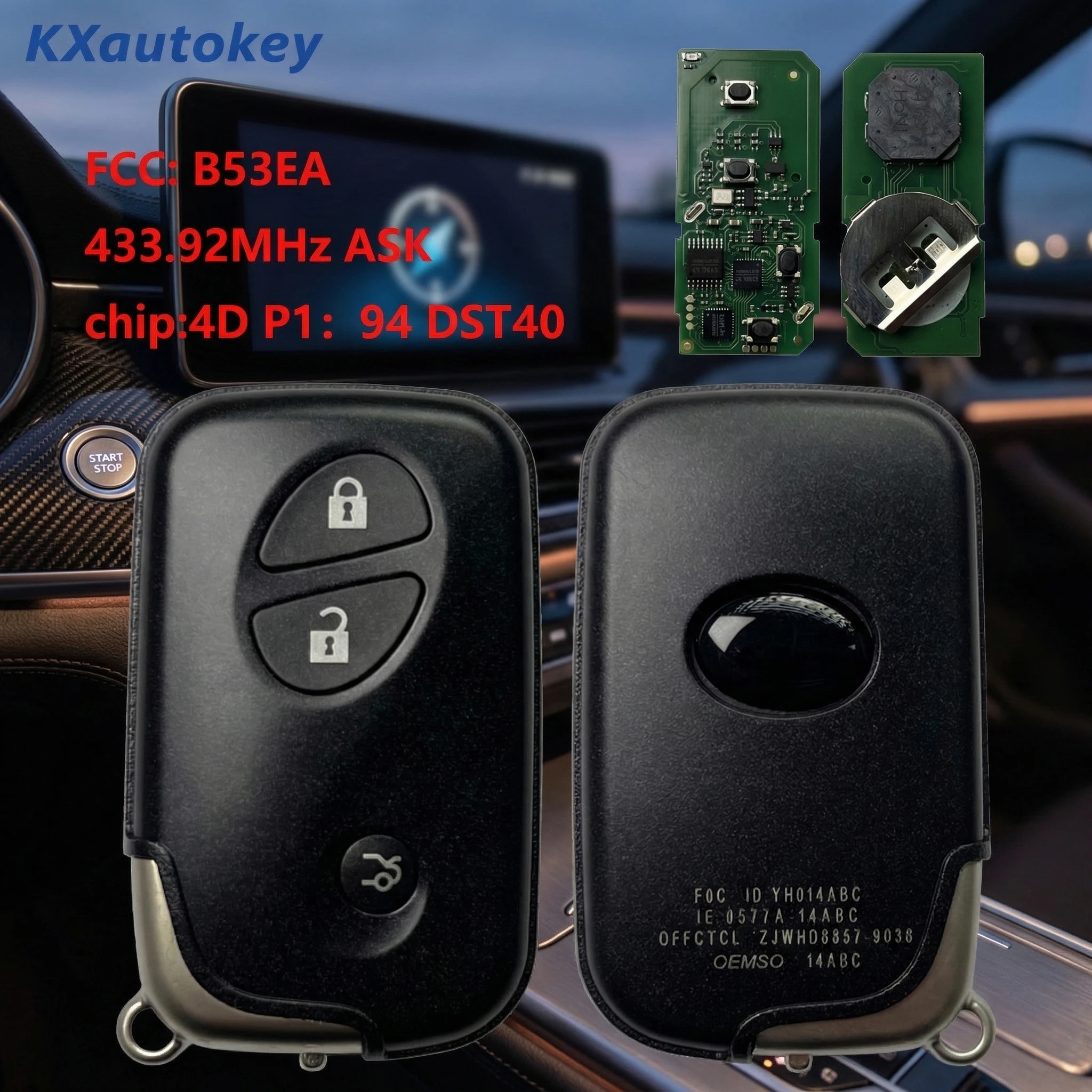 

KXK052004 For Lexus GS350 Smart Keyless Transmitter 3 Buttons FCCID-B53EA Aftermarket Key Replacement Accessory