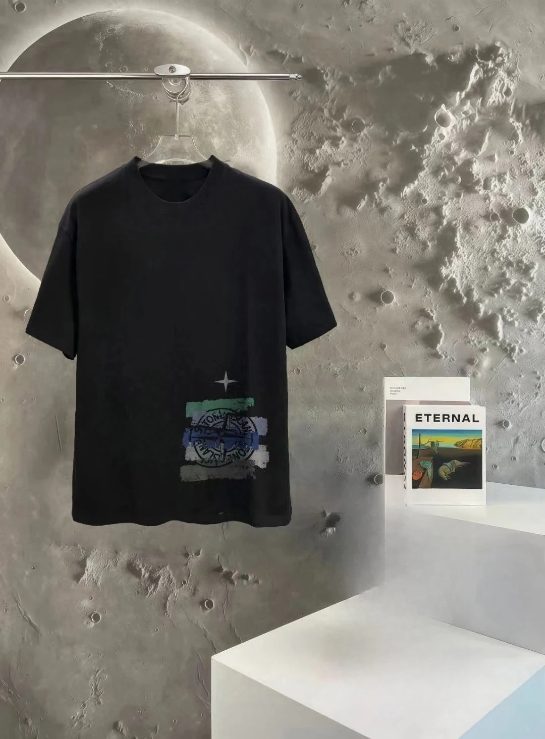 

Stone Crew Neck Loose Short Sleeve Basic Printed Compass Retro Men's and Women's T-Shirt Sports Casual Short Sleeve Island Top