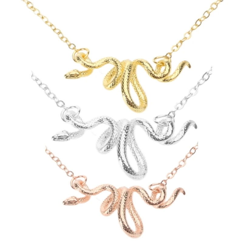 Snake Wrap Designed Necklace Contemporary Snake Embraced Necklace Charm Distinctive Clavicle Chain Adornment