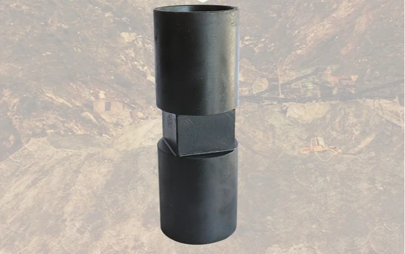 The drill pipe impactor is connected with 76 taper wire transition joints (two females)