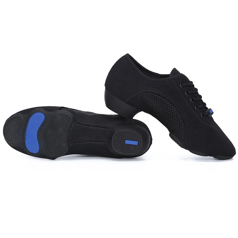 Chaussures de danse professionnelles noires pour hommes et femmes, baskets de jazz en toile, chaussures de danse standard pour salle de Rh, tango, professeur de latin