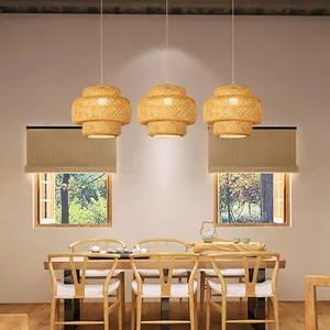 Natural Rattan Wicker Light Pingente, Bambuslaterne, E27-Lampen, Lampenrestaurant, Heimdekoration, AC85-260V 12 Hauptverkäufe Abajur Bamboo - №1
