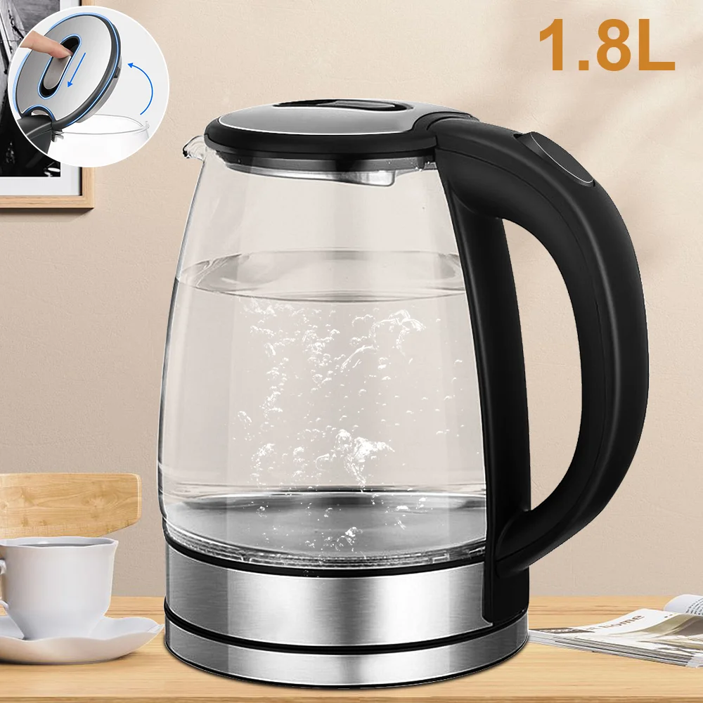 1.8L Electric Kettle 1500-1800W Glass Tea Kettle Water Boiler 220V Auto Shut-Off Electric Kettle Home Kitchen Appliances