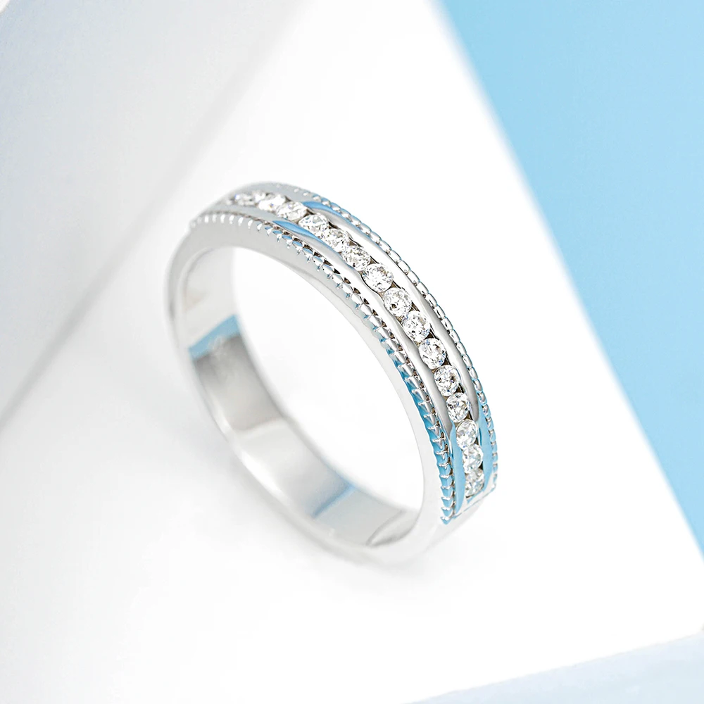 

1.5MM Round Cut Engagement Moissanite Rings Wedding Band for Women 925 Sterling Silver Promise Ring D Color VVS1 Jewelry Gifts