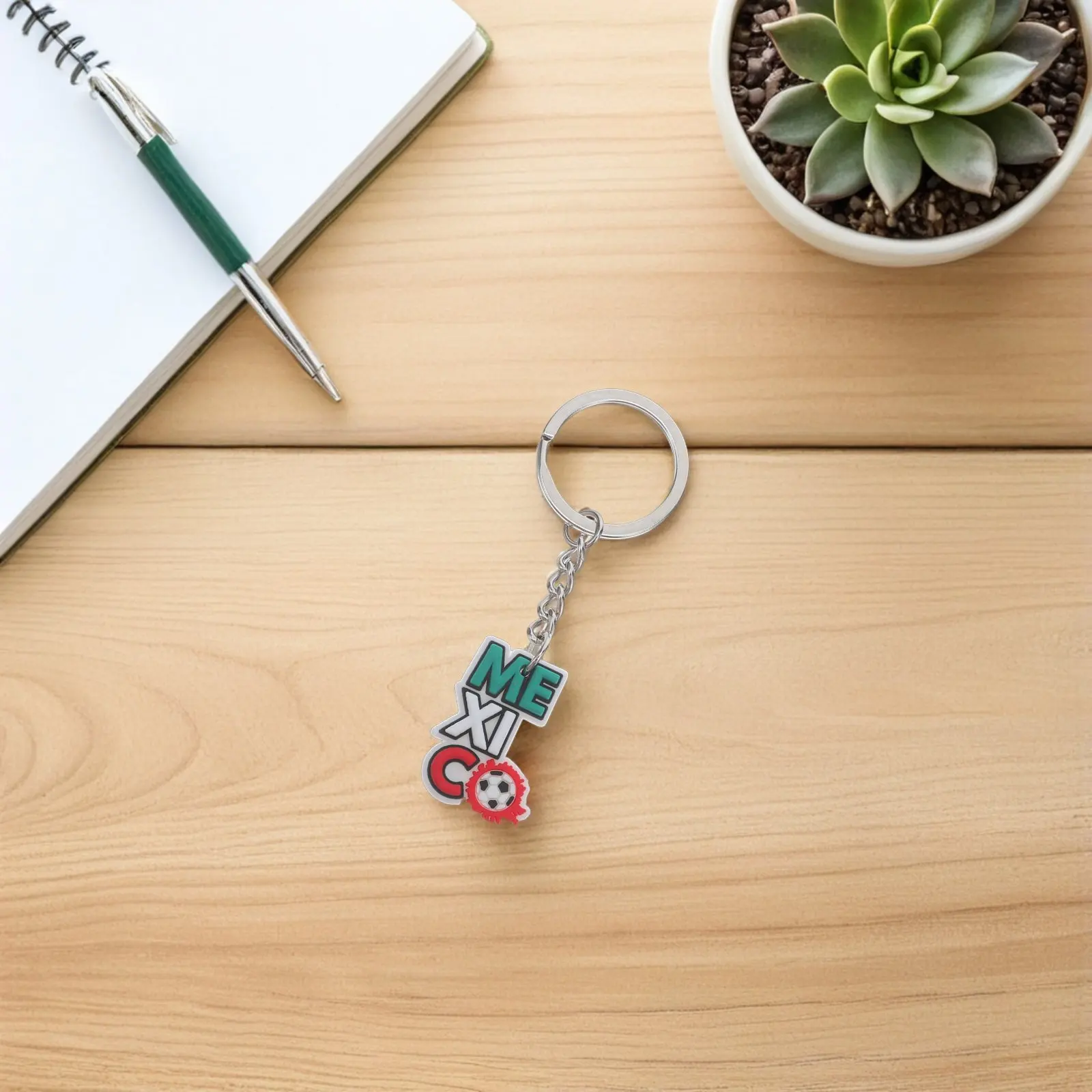 10Pcs Football Keyring Pendant Cartoon Soccer Ball Design Mexican Team Theme Keychain for Backpacks Sports Party Favors Soccer