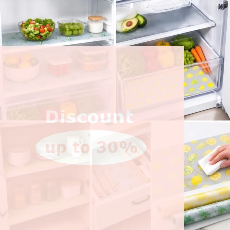 [Easy Clean Lemon Gravel Refrigerator Liner Anti-Slip Waterproof Oil Resistant Mat for Kitchen Cabinet Drawer Lining]