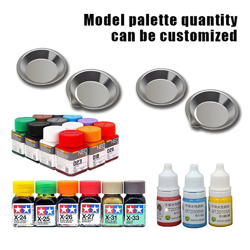 2/6Pcs Stainless Steel Painting Color Bowls Oil Paint Trays Paint Color Mixing Cups Color Mixer Painting Tools