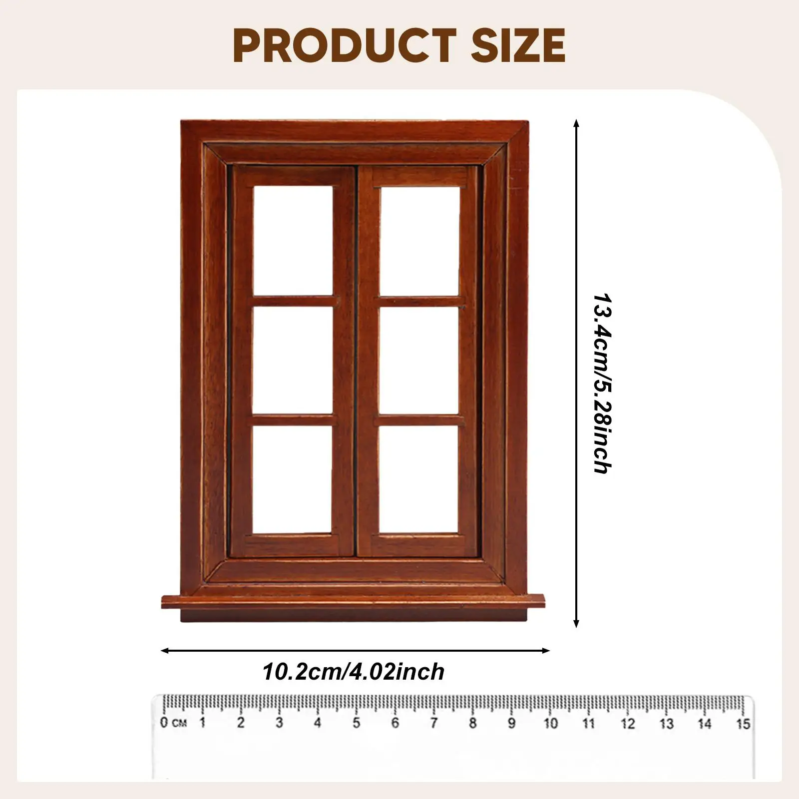 

Миниатюрное окно для кукольного домика, коричневая деревянная рама, модель-украшение, мебель для декора кукольного домика