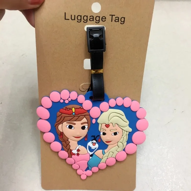 Disney Frozen Anna Elsa Princess Luggage Tag Silica Gel Suitcase ID Address Holder Baggage Boarding Tag Portable Label